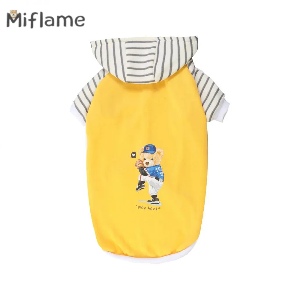 Bear Logo Hooded Sweater Hoodies With Stripes For All Sizes Pet Dog Cat