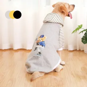 Bear Logo Hooded Sweater Hoodies With Stripes For All Sizes Pet Dog Cat