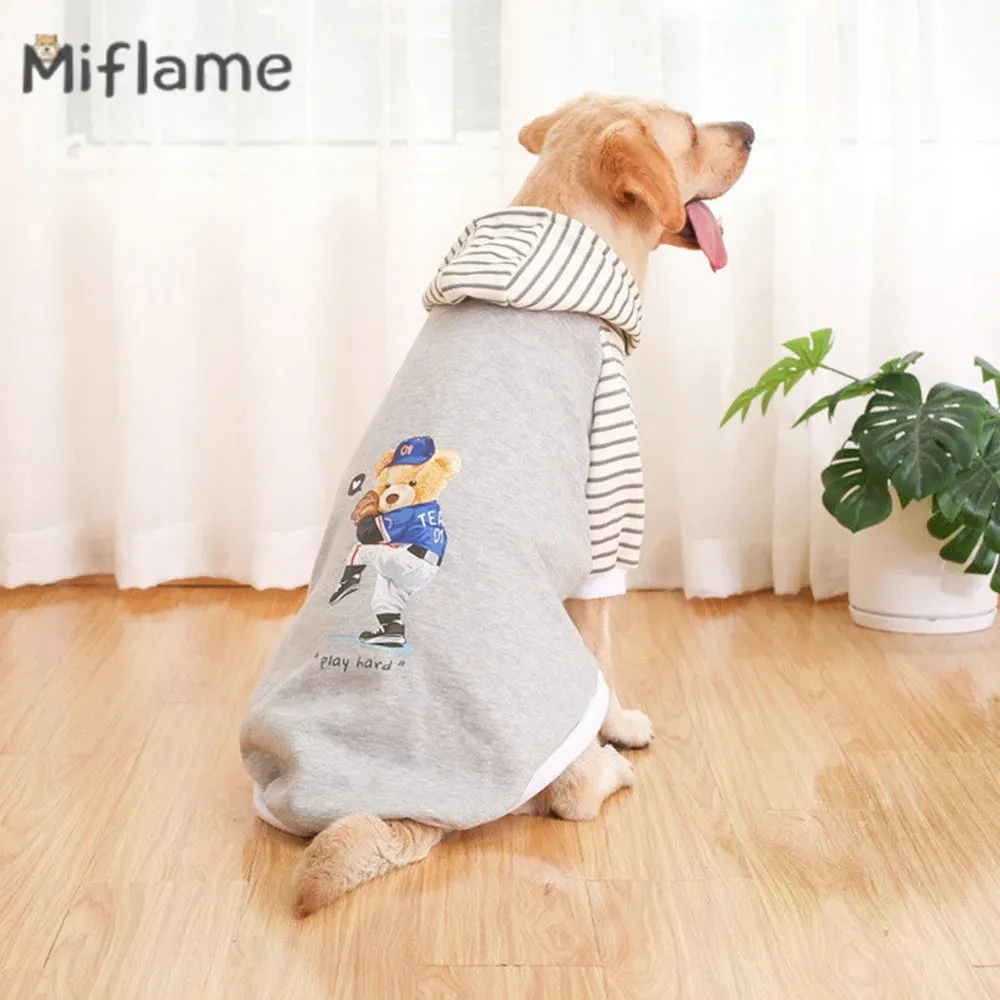 Bear Logo Hooded Sweater Hoodies With Stripes For All Sizes Pet Dog Cat