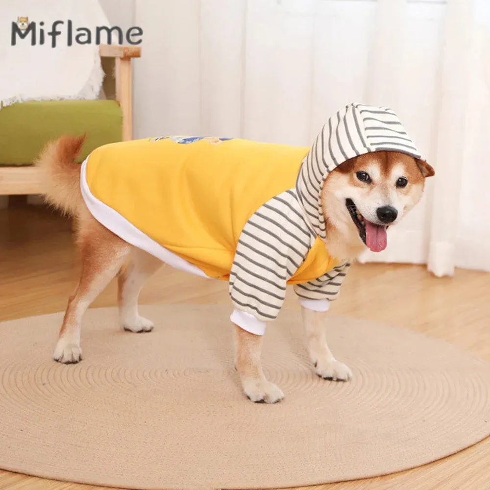 Bear Logo Hooded Sweater Hoodies With Stripes For All Sizes Pet Dog Cat
