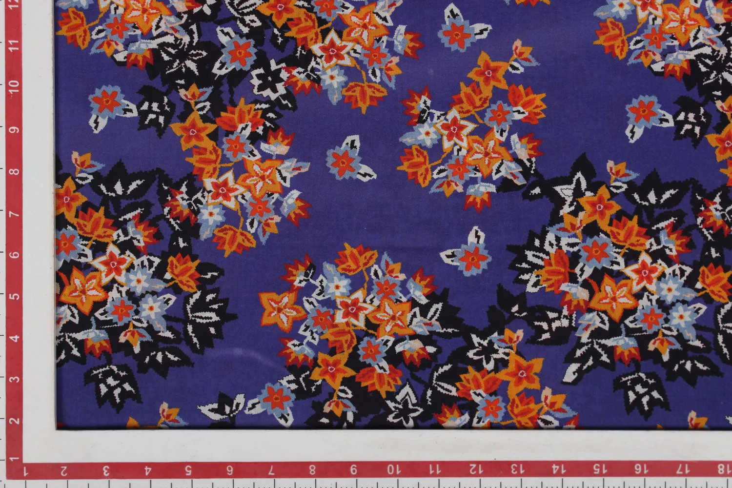 Blue Floral Printed Cotton Fabric