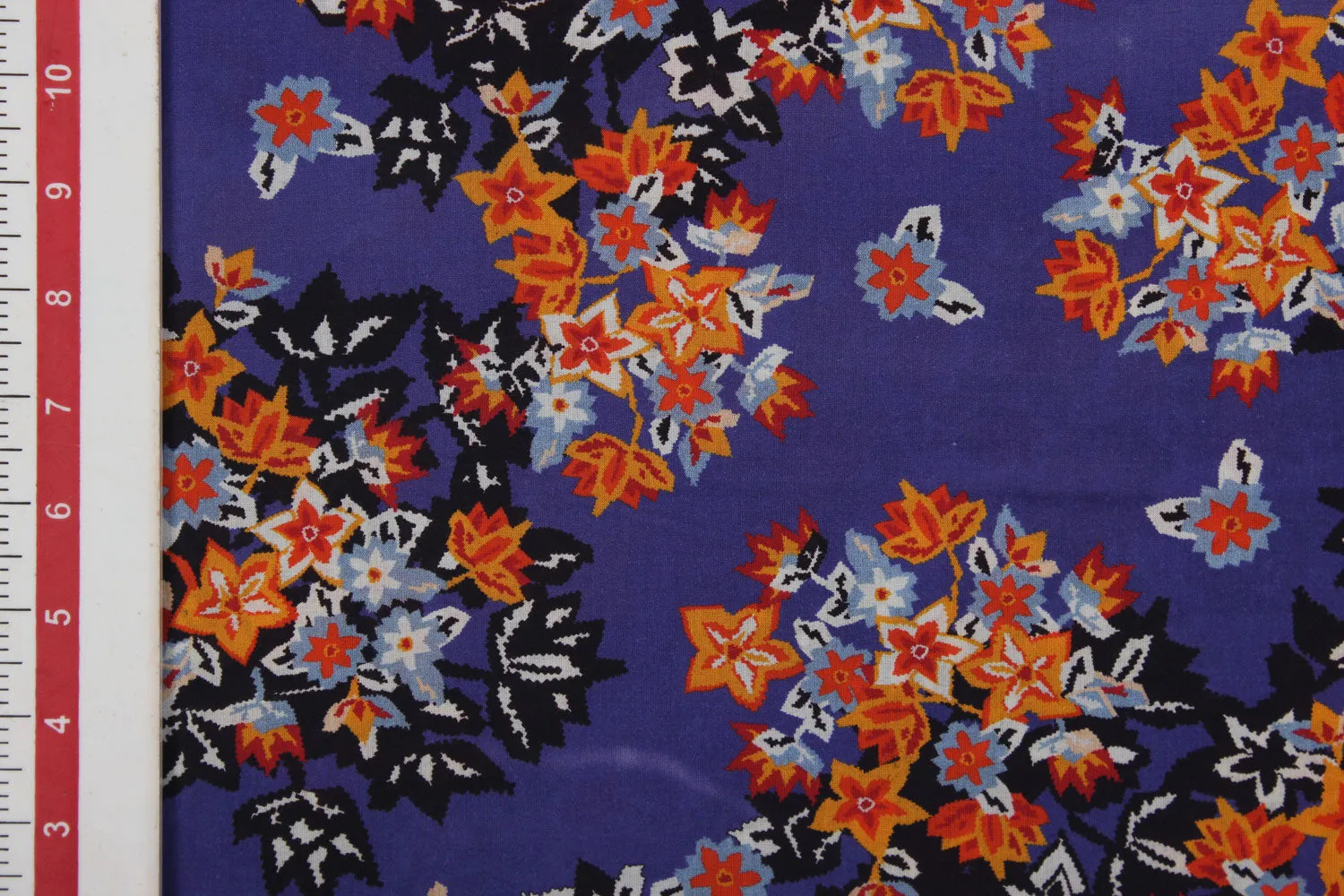 Blue Floral Printed Cotton Fabric