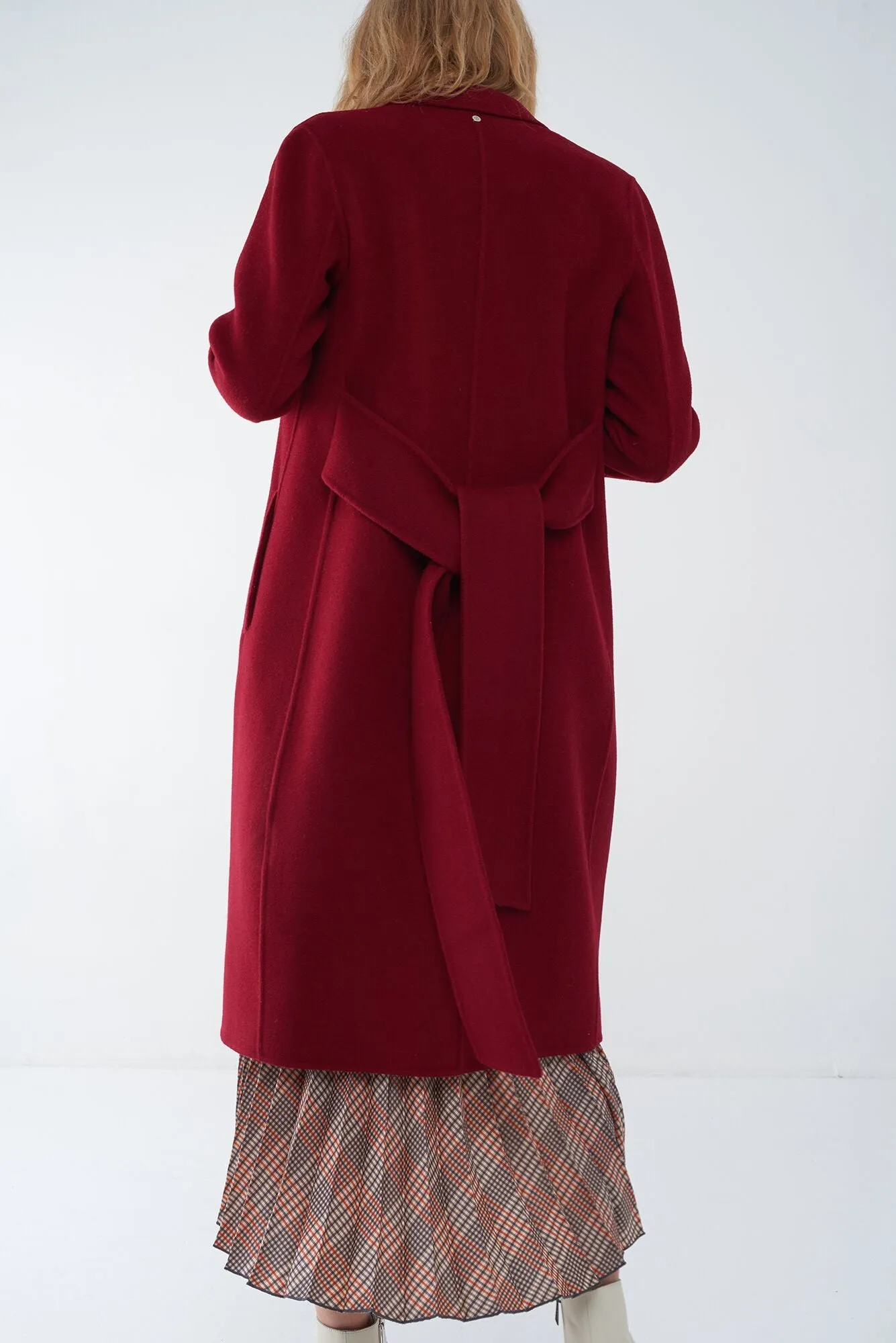 JOIE RED - WOOL TIE FRONT COAT