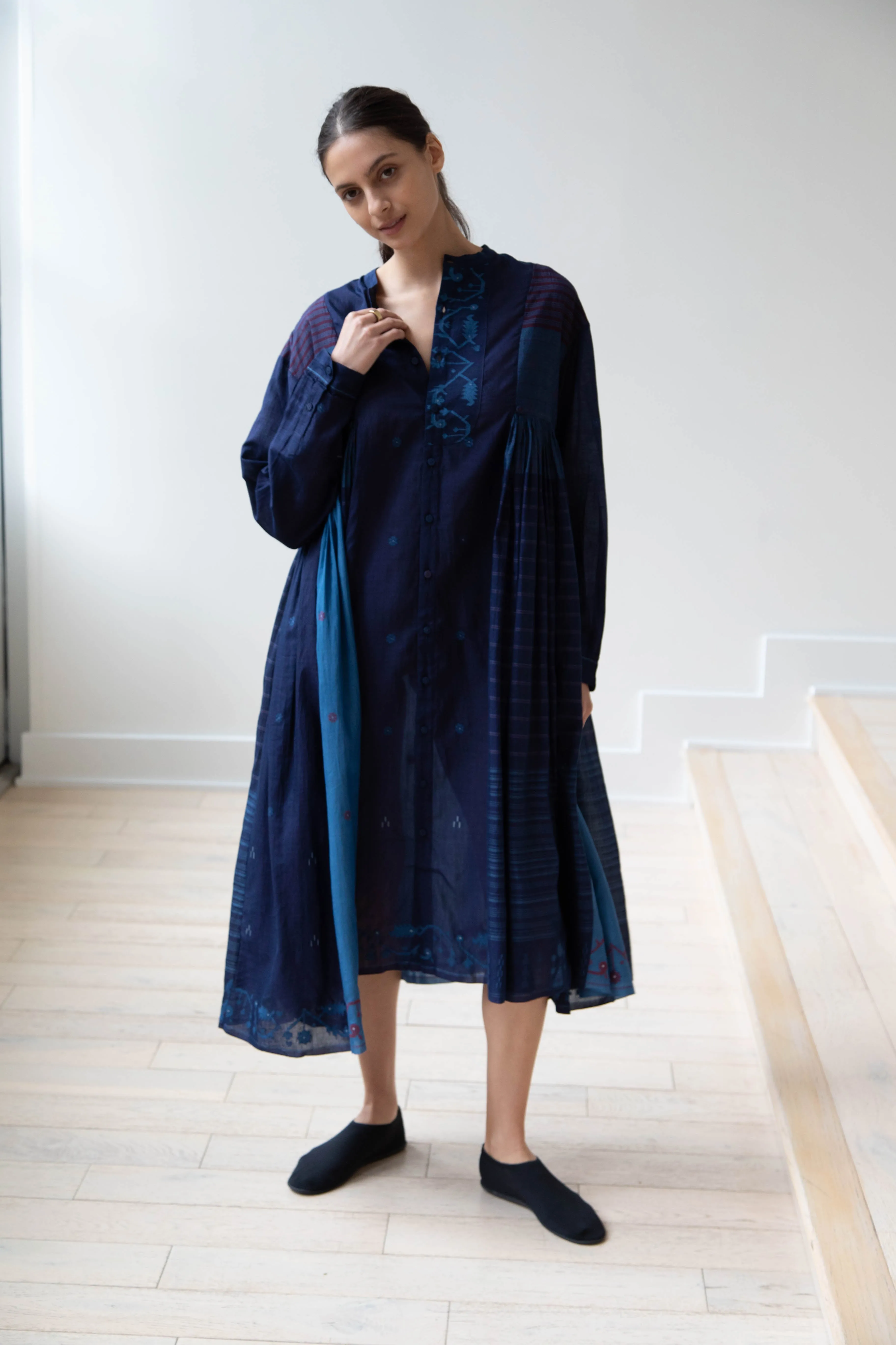 Maku | Vanessa Dress in Indigo Jamdani