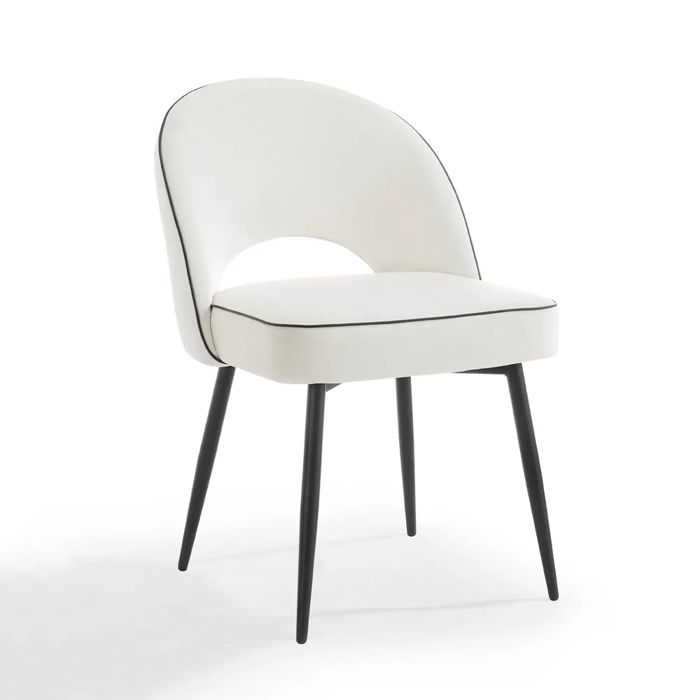 Modena Marble Effect Dining Table & 6 Tiago Chairs, Ivory Velvet