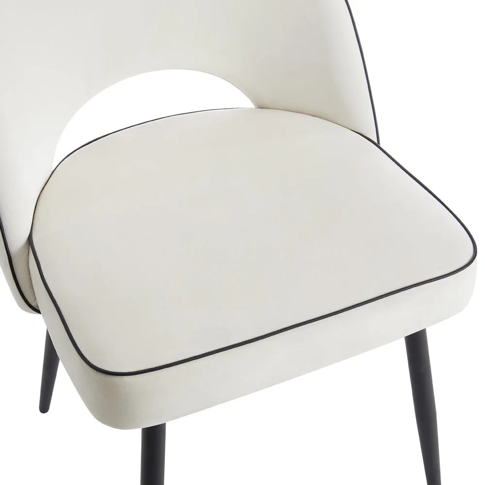Modena Marble Effect Dining Table & 6 Tiago Chairs, Ivory Velvet