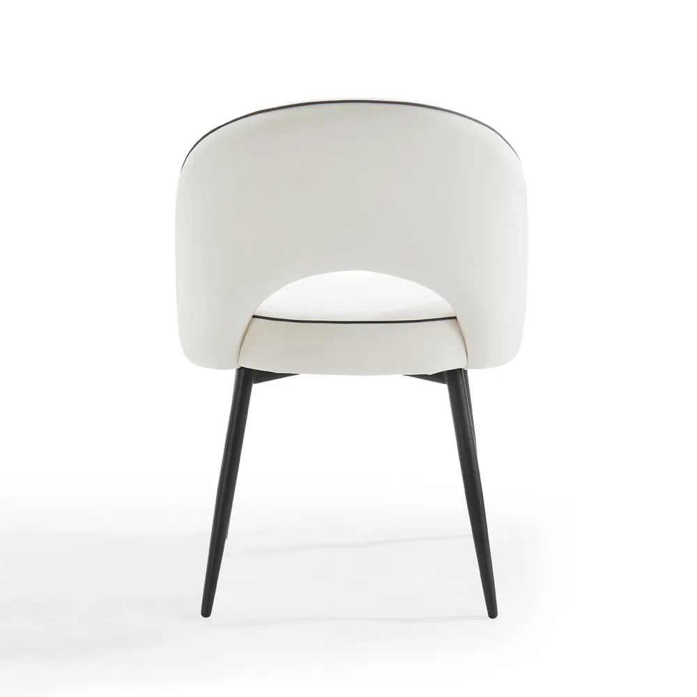 Modena Marble Effect Dining Table & 6 Tiago Chairs, Ivory Velvet
