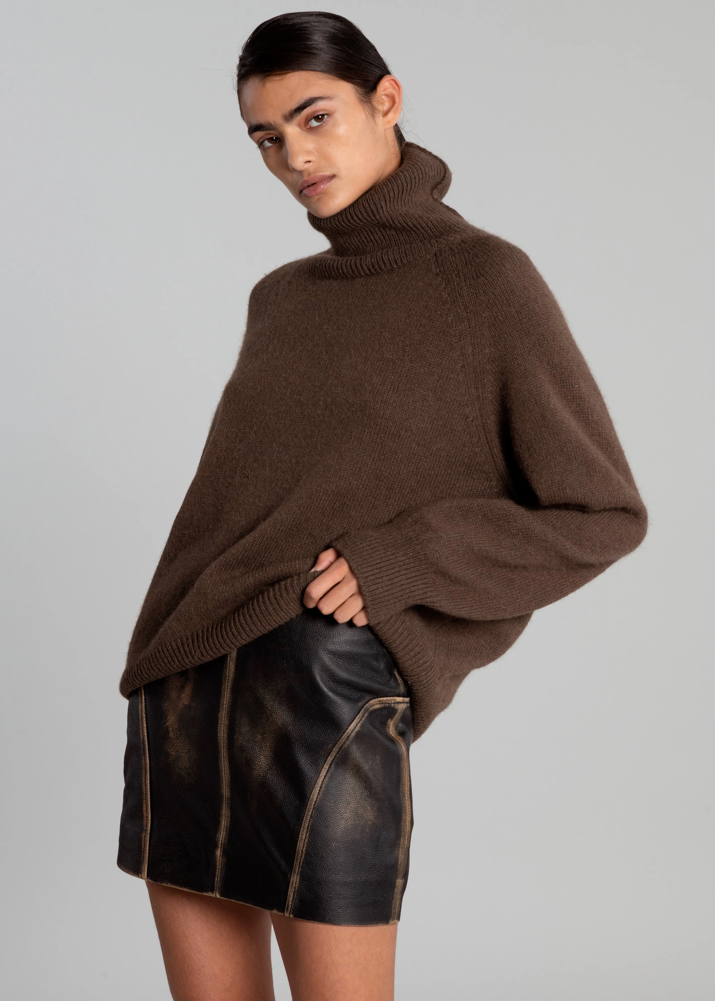 Moreen Turtleneck Sweater - Brown