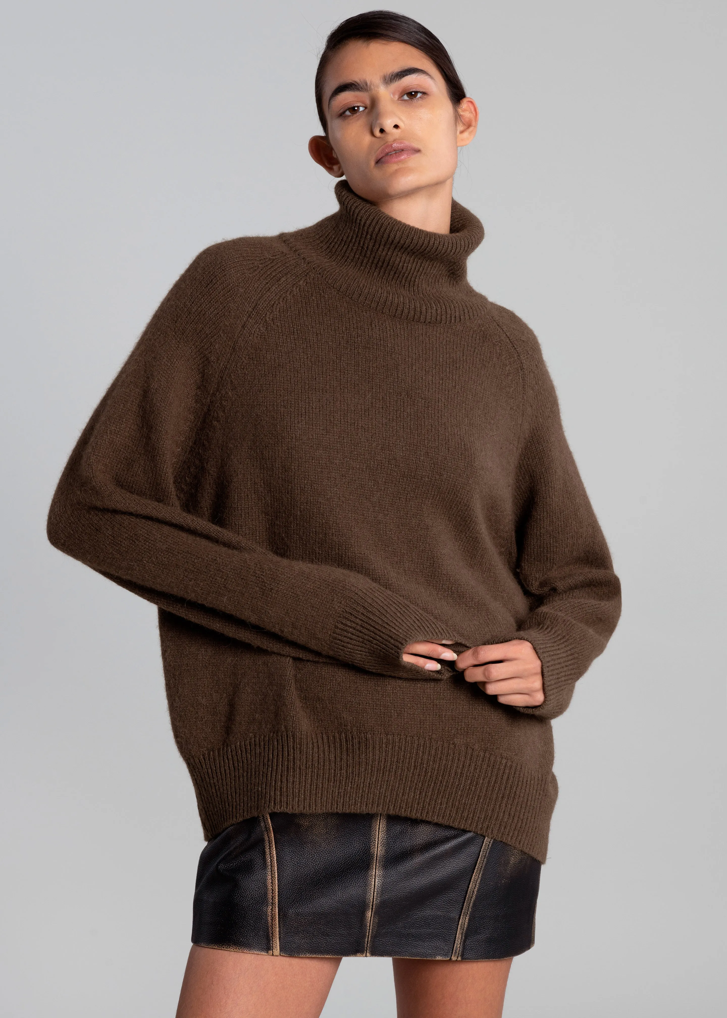 Moreen Turtleneck Sweater - Brown