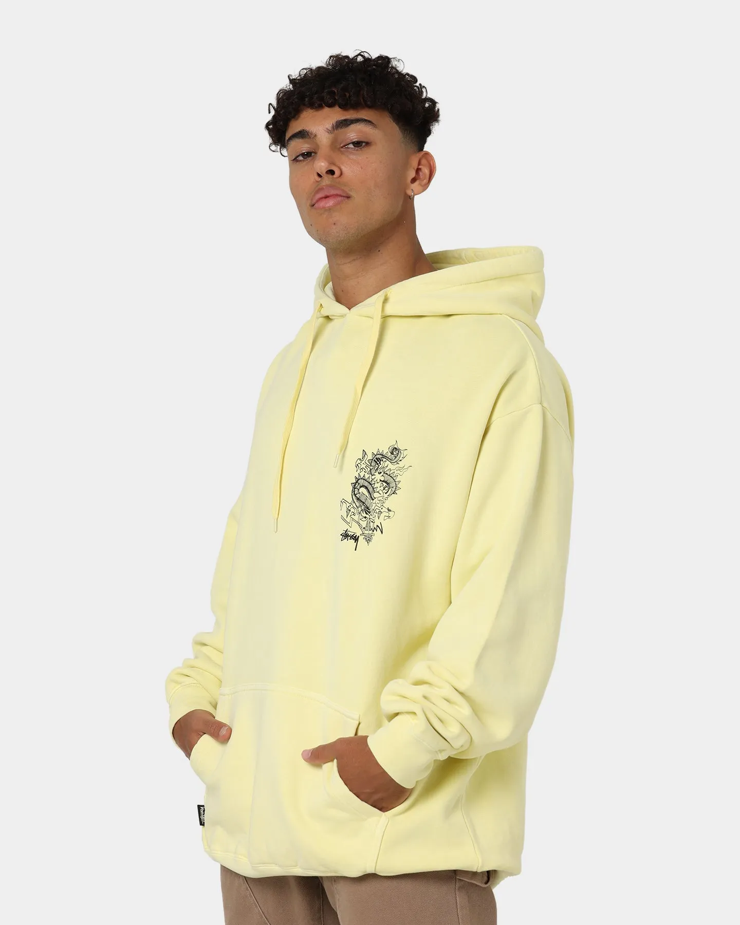 Stussy Script Dragon Hoodie Pigment Citrus