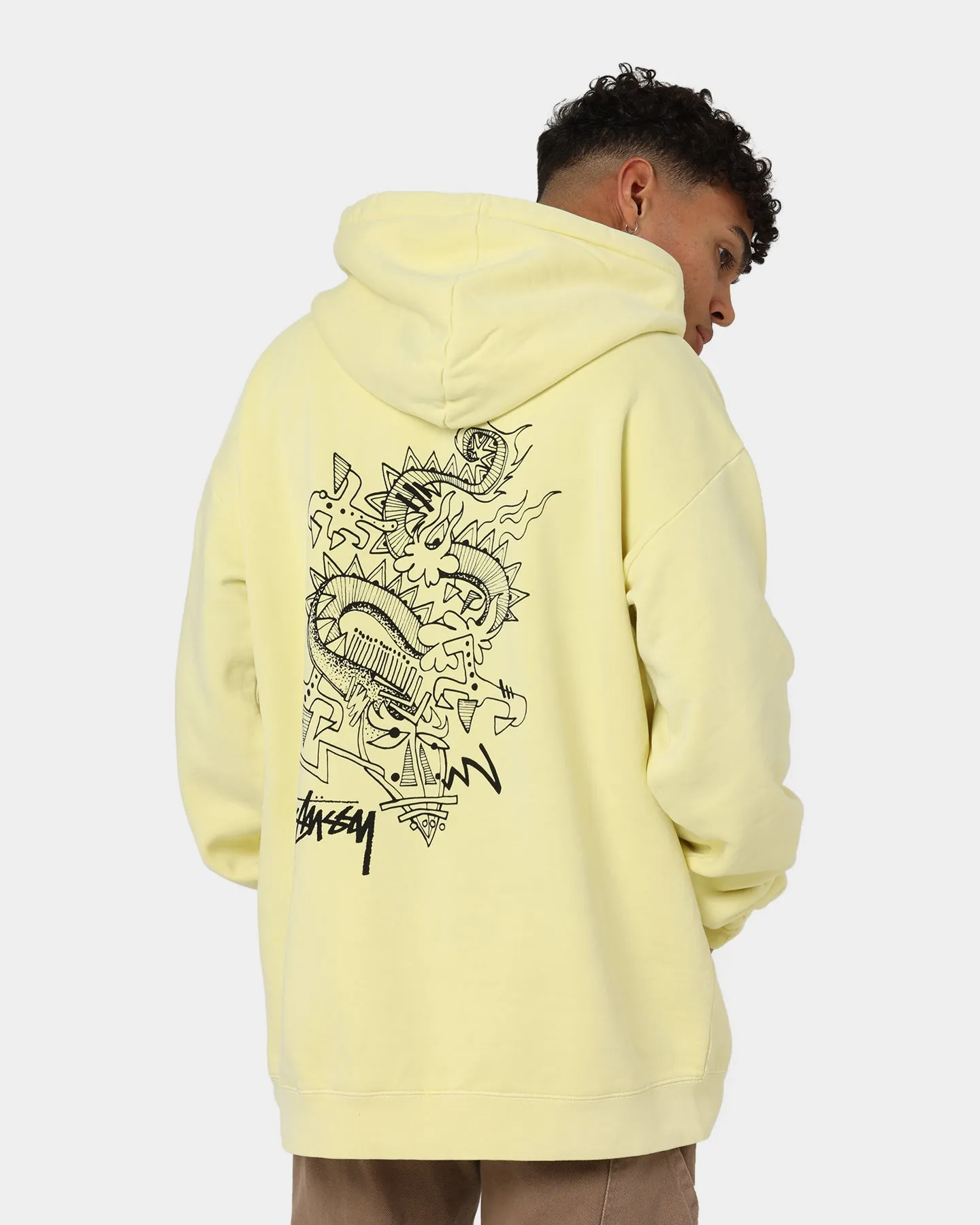 Stussy Script Dragon Hoodie Pigment Citrus