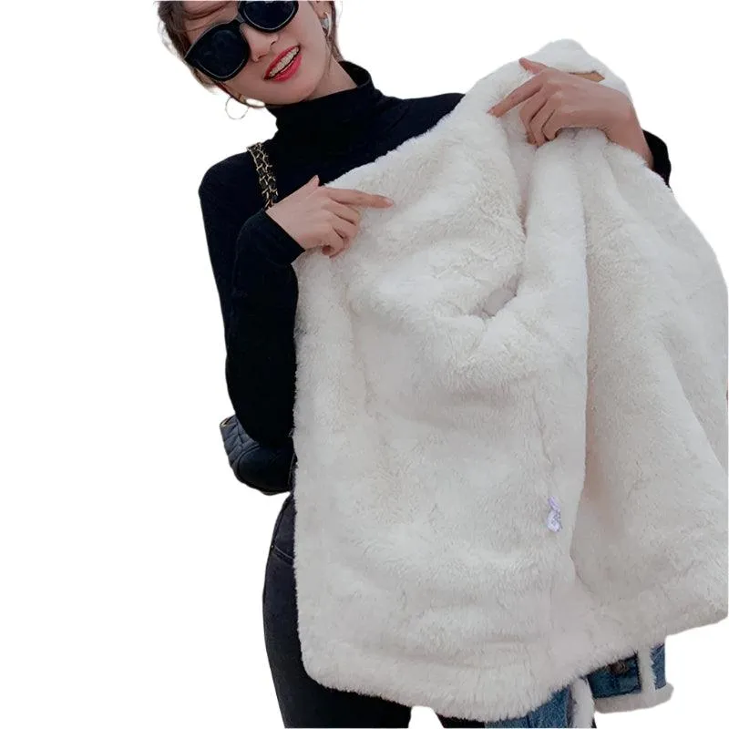 Velvet-Thickened Lamb Wool Denim Jacket for Women –Korean Style Winter Outerwear